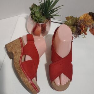 Clarks Women's Red Cork Sandals